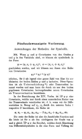 Fünfundzwanzigste Vorlesung. Anwendungen der Methoden der Symbolik.