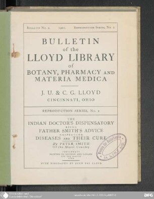 The Indian doctor's dispensatory being Father Smith's advice respecting diseases and their cure