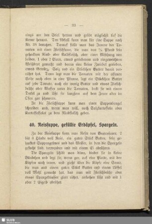 40. Reissuppe, gefüllte Erdäpfel, Spargeln