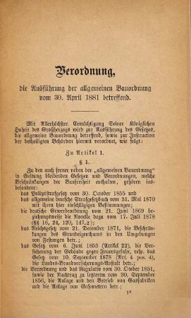 Verordnung die Ausführung der allgemeinen [hessischen] Bauordnung betreffend