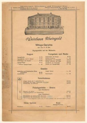 Speisekarte : Weinhaus "Rheingold"