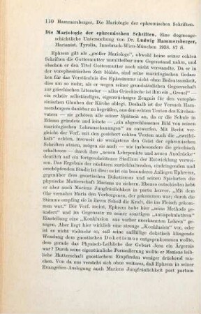 110-111 [Rezension] Hammersberger, Ludwig, Die Mariologie der ephremischen Schriften
