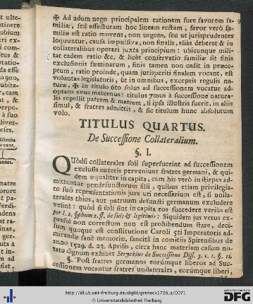 Titulus Quartus.