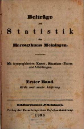 Beiträge zur Statistik des Herzogthums Meiningen, 1. 1838, Lieferung 1 und 2