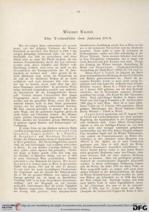 Wiener Kunst. Die Todesfälle des Jahres 1901