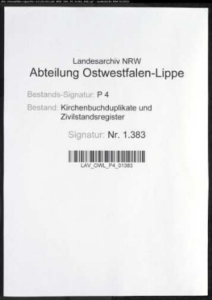 Kirchenbuchduplikate der evangelisch-reformierten Gemeinde (GHT 1872-1874). (Gemeinde: Deilinghofen, evangelische Gemeinde)