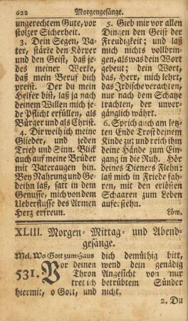 XLIII. Morgen- Mittag- und Abendgesänge.