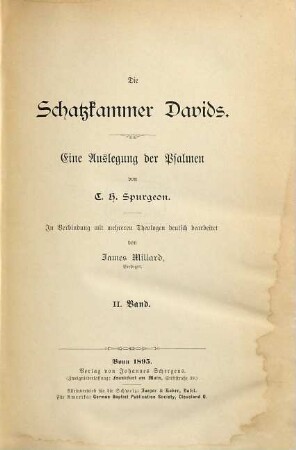 Die Schatzkammer Davids : eine Auslegung der Psalmen, 2