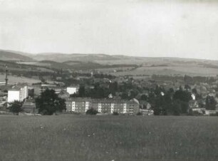 Dippoldiswalde. Stadtteilansicht von Norden gegen Kammgebiet des Osterzgebirges