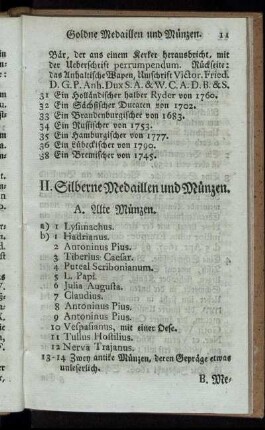 II. Silberne Medaillen und Münzen.