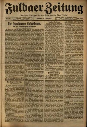 Erste Ausgabe vom Sonntag, den 09. Juli 1922.