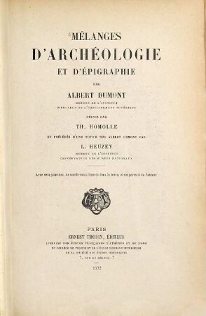 Mélanges d'archéologie et d'épigraphie