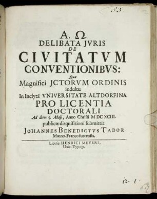 Delibata Iuris De Civitatum Conventionibus