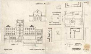 Fischer, Theodor; München - Westend, Bergmannstr.; Ledigenheim - Lageplan, Querschnitt, Schnitt