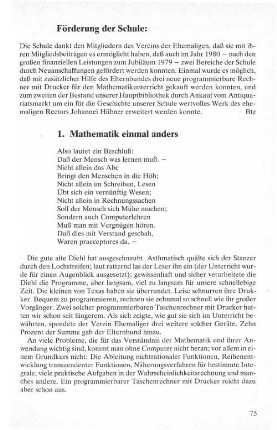 1. Mathematik einmal anders