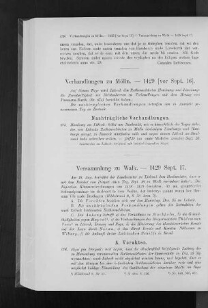 Versammlung zu Walk. - 1429 Sept. 17.
