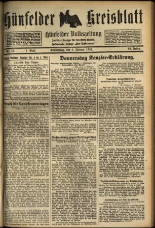 Erste Ausgabe vom Donnerstag, den 05. Februar 1931.