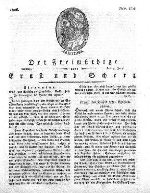 Nro. 114, Montag den 9. Juny 1806