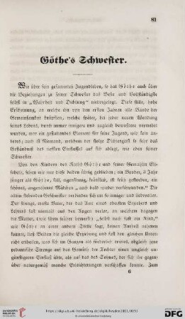 Göthe´s Schwester