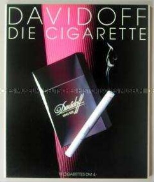 Werbeaufsteller mit Werbeaufdruck für "Davidoff KING SIZE"-Zigaretten, "DIE CIGARETTE"