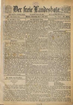 Der freie Landesbote : unabhängiges Organ für die Vertretung freiheitlicher Bestrebungen. 1880,7/12 = Jg. 11