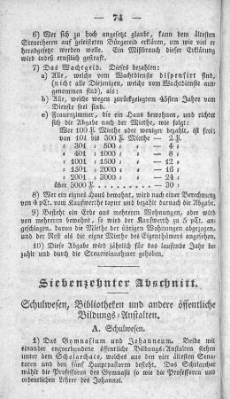 Siebenzehnter Abschnitt. Schulwesen, Bibliotheken und andere öffentliche Bildungs-Anstalten.