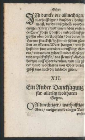 XII. Ein Ander Dancksagung/ für allerley wolthaten Gottes.