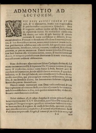 Admonitio Ad Lectorem.