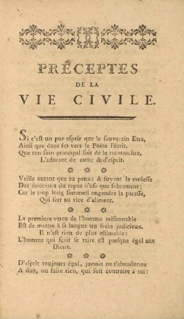 Préceptes De La Vie Civile