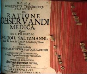 Diss. theor. pract. de ratione observandi medica