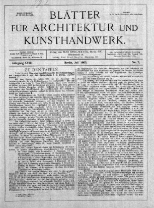 No. 7, Juli 1905
