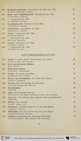 Naturwissenschaften (Nr. 819-835)