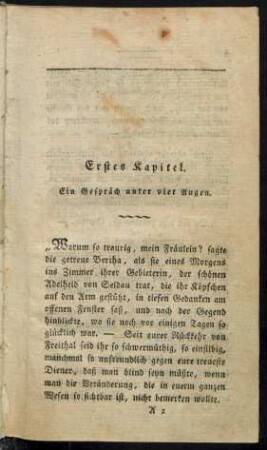 Erstes Kapitel. Ein Gespräch unter vier Augen.