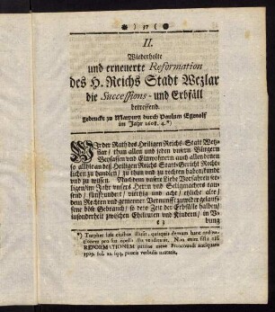 37-53, II. Erneuerte Reformation der Stadt Wezlar