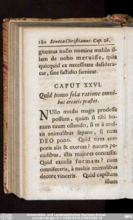Caput XXVI. Quid homo sola ratione omnibus creatis praestet.