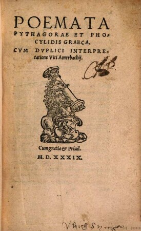 Poemata Pythagorae et Phocylidis graeca