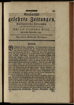 Acht und dreißigstes Stück, den 20ten September 1794.