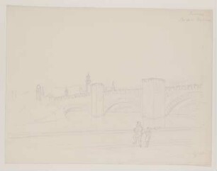 Die Scaligerbrücke in Verona [aus einem Konvolut von 107 Blatt Architekturstudien und Skizzen einer Italienreise]