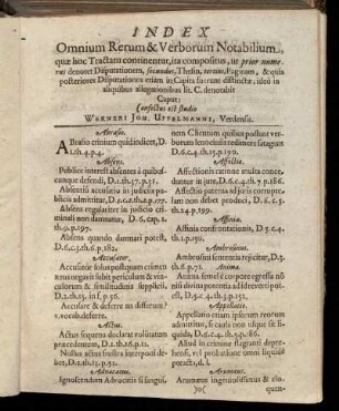 Index Omnium Rerum & Verborum Notabilium, [...]