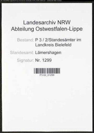 Heiratsregister Standesamt Lämershagen