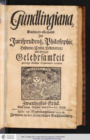 Gundlingiana Zwanßigstes Stück