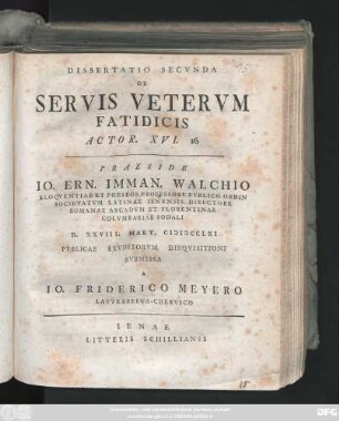 Dissertatio 2: Dissertatio ... De Servis Vetervm Fatidicis Actor. XVI. 16