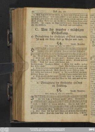 C. Von der wunder-mächtigen Erschaffung.