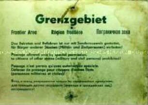 Schild "Grenzgebiet"