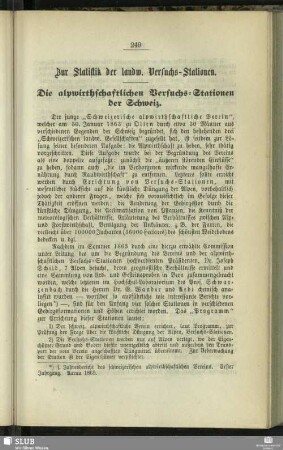 Zur Statistik der landw. Versuchs-Stationen