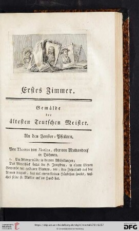 Erstes Zimmer. Gemälde der ältesten Teutschen Meister