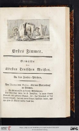 Erstes Zimmer. Gemälde der ältesten Teutschen Meister