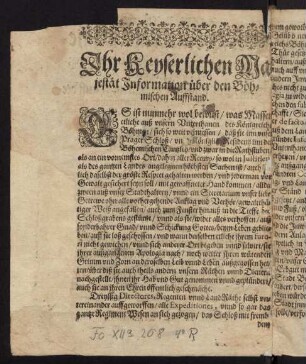 A1v-A2v, Ihr Keyserlichen Majestät Information über den Böhmischen Auffstand