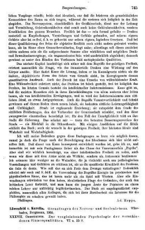 745-747, Löwenfeld und Kurella, Grenzfragen des Nerven- und Seelenlebens, 1905 / Obersteiner, Zur vergleichenden Psychologie der verschiedenen Sinnesqualitäten / Löwenfeld, Über die geistige Arbeitskraft und ihre Hygiene / v. Bechterew, Die Bedeutung der Suggestion im sozialen Leben