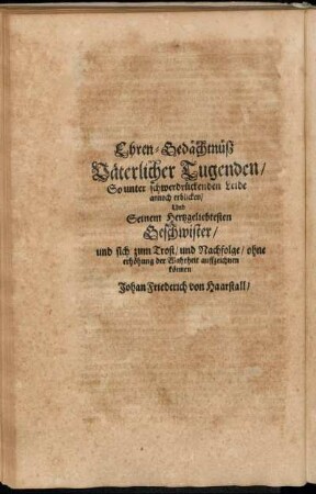 Ehren-Gedächtnüß [...]